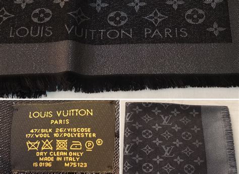 authentic vs fake louis vuitton monogram shawl tag|louis vuitton shawl logo.